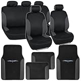 BDKInstaSeat Car Seat Covers & Floor Mats (Black & Charcoal Trim) NeoCloth & Carpet w/ Vinyl Trim