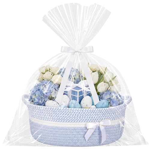 Image of Colingmill 1 Set Woven Empty Basket for Gift,Blue White
