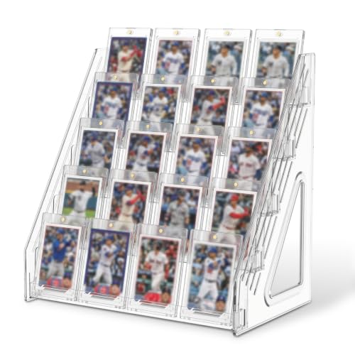 5-Tier Trading Card Stand, Upgraded 13" W Card Display Stand, Clear PET