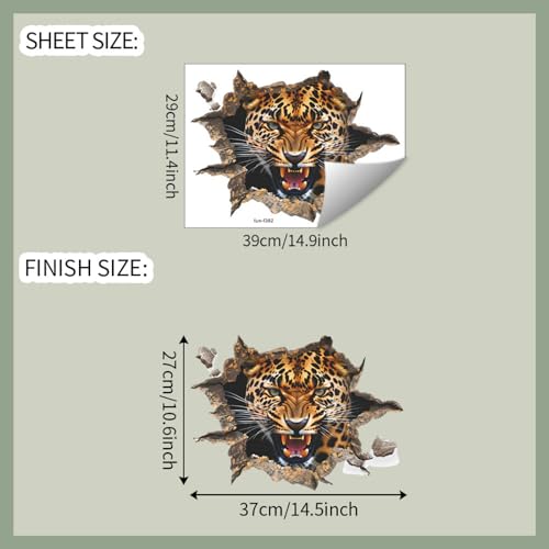 Calcomanía de pared 3D leopardo rugiente removible vinilo miniatura 2
