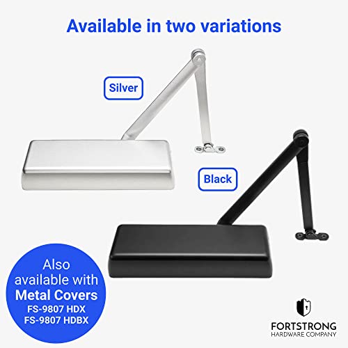 Heavy Duty Door Closer FS-9807 Commercial - Grade 1 Commercial Standard Automatic Door Closing Mechanism – Durable Plastic Casing – for High Traffic Areas - Fitting Instructions – UL Listed