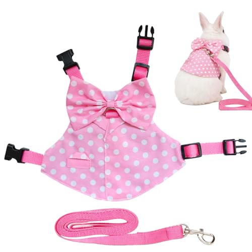 Harnais Anti-Évasion pour Lapin | Tenue Respirante et Ajustable,Harnais pour Chat avec Laisse et Nœud - pour Petits Animaux de Compagnie, Furet Domestique,...