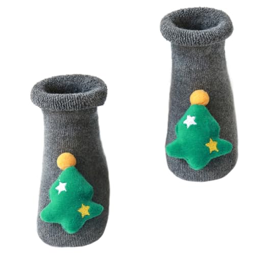 FOMIYES Calcetines Navideños para Niña Recién Nacido Algodón Antideslizantes Cómodos y Elásticos Diseño Festivo con de Árbol de Navidad S para