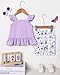 SOLOYEE Toddler Girl Clothes 3T 4T Girls Spring Summer Outfit, Sleeveless Ruffle Bowknot Top + Floral Short 2 Piece Baby Clothing Set (Purple, 3-4T)