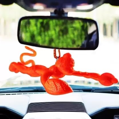 GIFT LIYA KYA Silicone Rubber Flying Lord Hanuman Ji for Car Dashboard Hanging Bajarangbali Idol for Home Decor and Gifts (Orange) (Pack of 1) 1