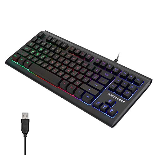 Lumsburry Rainbow Led Backlit 87 Keys Gaming Keyboard, Compact Keyboard With 12 Multimedia Shortcut Keys Usb Wired Keyboard For Pc Gamers Office #TOP5
