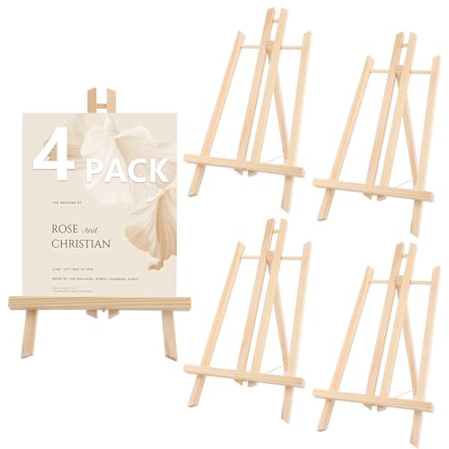 GBACHOOSE 4 Stück Staffelei Holz Tischstaffelei 40 cm Holzstaffelei Klein Leinwand Ständer Staffelei Tisch für Gemälde Handwerk Klappbar und Höhenverstellbar