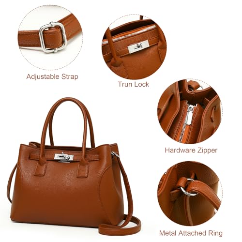 Eslcorri Women Top-Handle Satchel Bag Medium Tote Handbags Trendy Shoulder Purse PU Leather Ladies Crossbody Hobo Pocketbook4