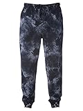 Tcombo Unisex Drawstring Fleece Jogger Pants - Activewear Sweats Sweatpants (X-Large, Tie Dye Black)