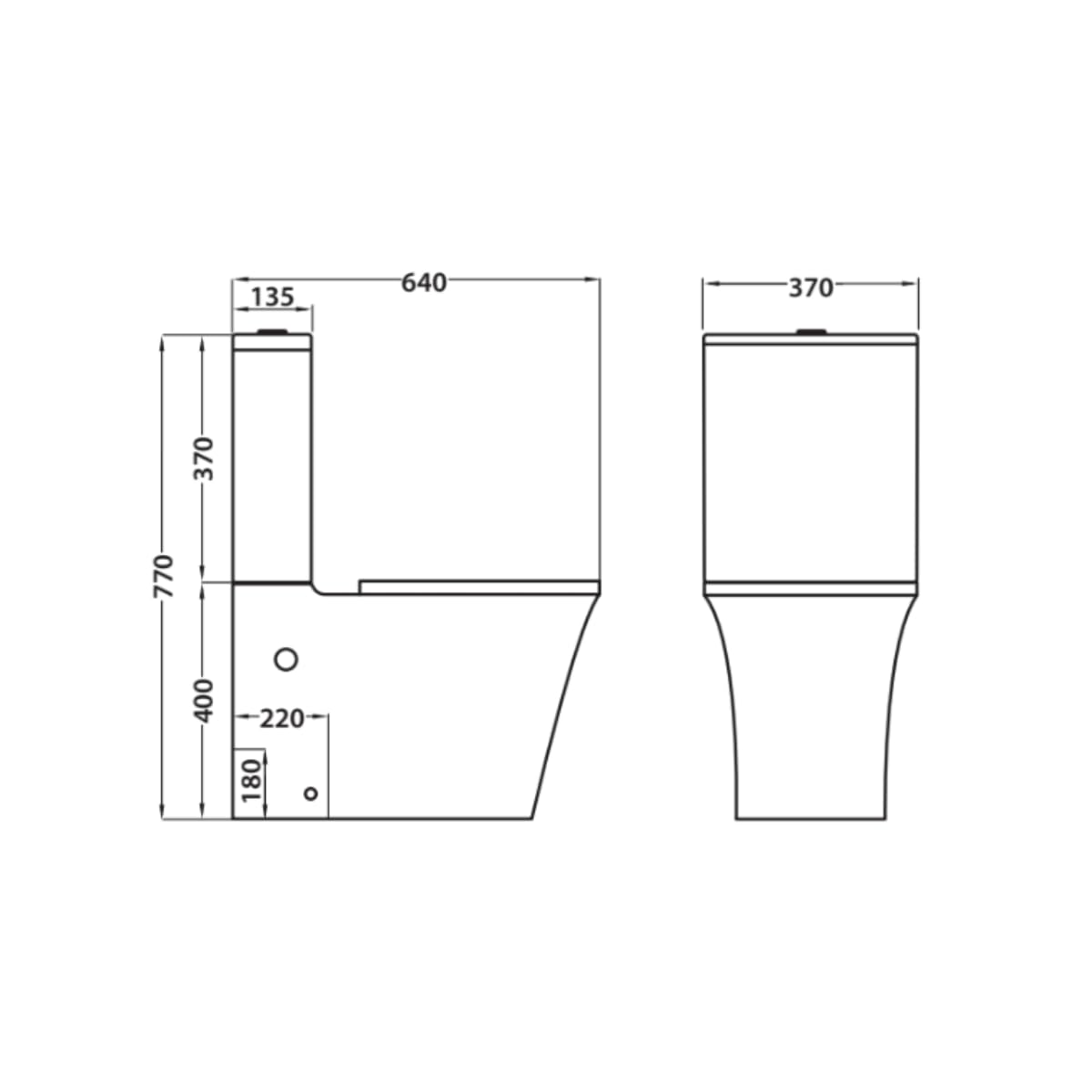 Wc Inodoro Completo Compacto Adosado a Pared Cuadrado con Sistema Rimless | Wc Completo con Salida Dual y Asiento Amortiguado