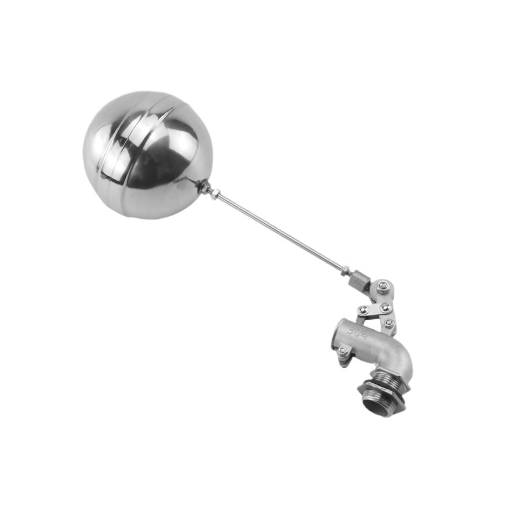 Float Ball Valve 1pc Water Float Valve, DN15-DN32 304 Stainless Steel Bend Elbow Floating Ball Switch for Ponds(1inch)