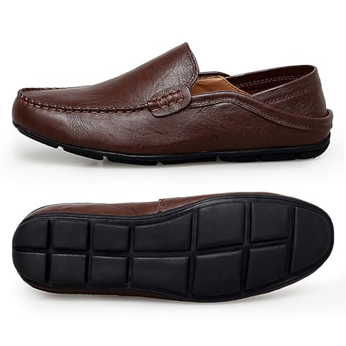 Image of Go Tour Men's Premium Genuine Leather Casual Slip on Loafers Breathable Driving Shoes Fashion Slipper