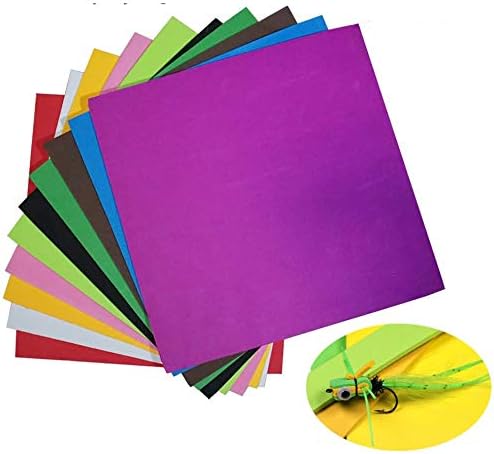 GREATFISHING 10 Best Color/Set Fly Tying Foam Sheet Chartreuse Green Orange Floating Dry Fly Grass Hopper Popper Fly Tying Materials 3mm Thickness 9.6X9.6 inch