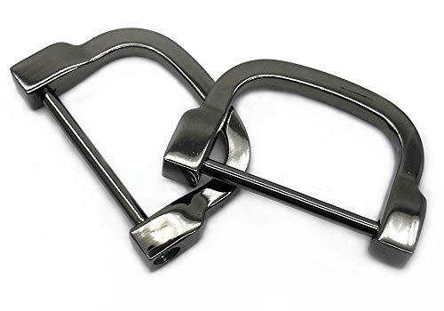 ZLYY 4pcs 1.2inch D-Rings Horseshoe & U Shape D Rings, Screw in Shackle DIY Leather Craft Purse Keychain Accessories (Black)