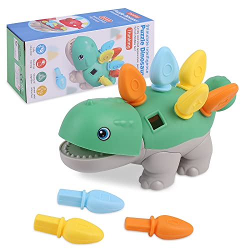 Kqpoinw Montessori Spielzeug ab 1 Jahr, Dinosaurier Kinderspielzeug ab 2 Jahre, Steckspiel Kinderspiele, Lernspielzeug für Baby Geschenk Dinosaurier Spielzeug 2 3 4 5 Jahre Junge Mädchen Cover