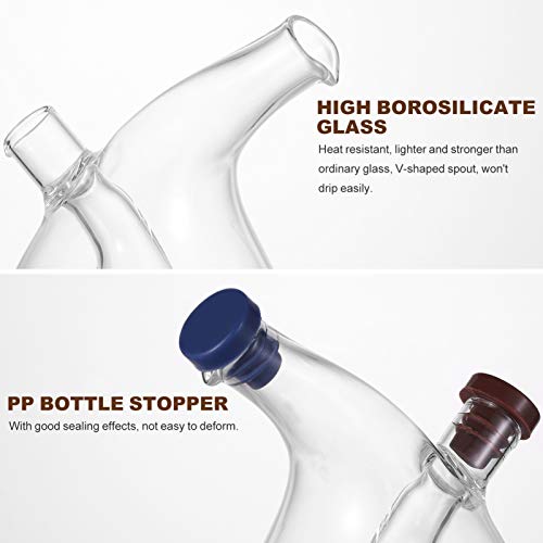 Dispensador de aceite y vinagre, botella de vidrio 2 en 1 para cocinar y aderezar, diseño para verter fácilmente, perfecto para uso en la cocina