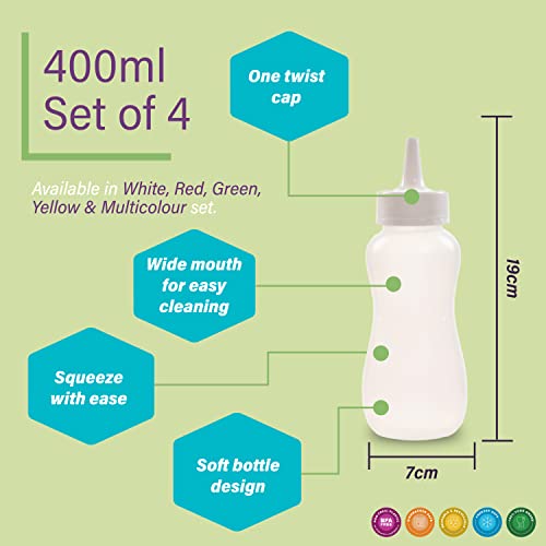 Image of Gluman Plastic Squeezy Sauce Bottle (Set Of 2) For Clean & Mess-Free Dispensing | 100% Food Grade | Dishwasher Safe | Freezer Safe | Ergonomically Designed | Reusable (White), 750 Milliliter - 750 Ml
