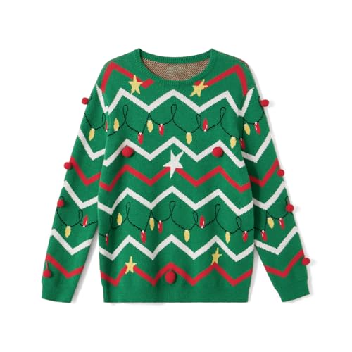 Men's and Women's Christmas Sweaters Unisex Classic Xmas Tree Long Sleeve Loose Pullover Couples Jumpers2