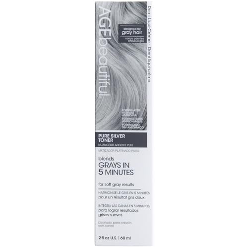 AGE beautiful Pure Silver Demi Liqui-Creme 5-Minute Toner | Blend & Enhance Gray Hair with Soft Gray...