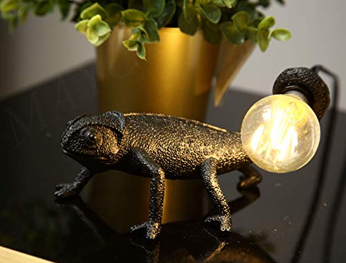 Image of MAYOLA Modern Chameleon Table Lamp,Desk lamp,Night Light,Wall Lamp, Resin Chameleon Lighting Fixture for Living Room, Bedroom, Office,Kids(Table Lamp, B-Black)