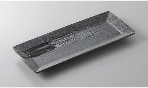 Set of 10, Ayu and Sanma Dish, Lacquer Square, Black, 11.4 inches (29 cm), Long Angle Plate, 11.4 x 4.7 x 0.8 inches (29 x 12 x 2 cm), Restaurant, Commercial Use, Tableware, Tableware