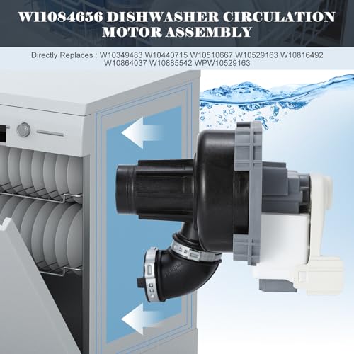 2024 Upgrade W11084656 Dishwasher Motor and Pump Assembly for Kenmore,Kitchenaid, Amana, Whirlpool Dishwasher Circulation Pump Replaces W10805387 W10854710 AP6050340 PS12070585 4534097