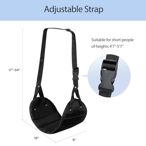 Airplane Travel Foot Hammock, Adjustable Footrest for Long Flight Trip, Travel Essentials to Relax Feet, Black