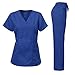 Medical Uniform Women's Scrubs Set Stretch Contrast pocket Royal M
