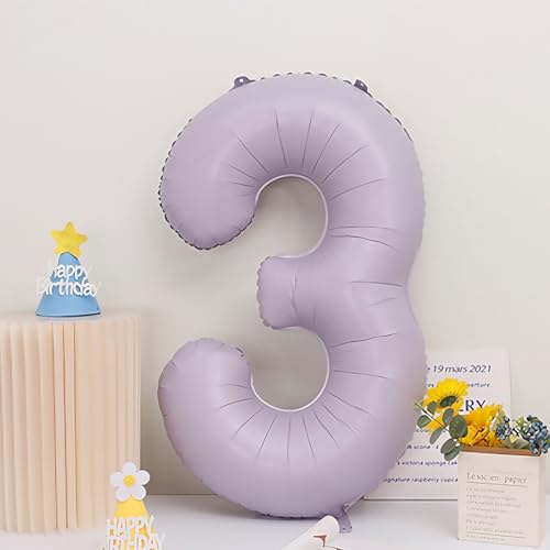 Image of Pastel Purple 3 Number Balloons,40 Inch Light Purple 3 Balloons Large Helium Foil Mylar Purple Number 3 Balloon for Birthday Party Anniversary Decorations
