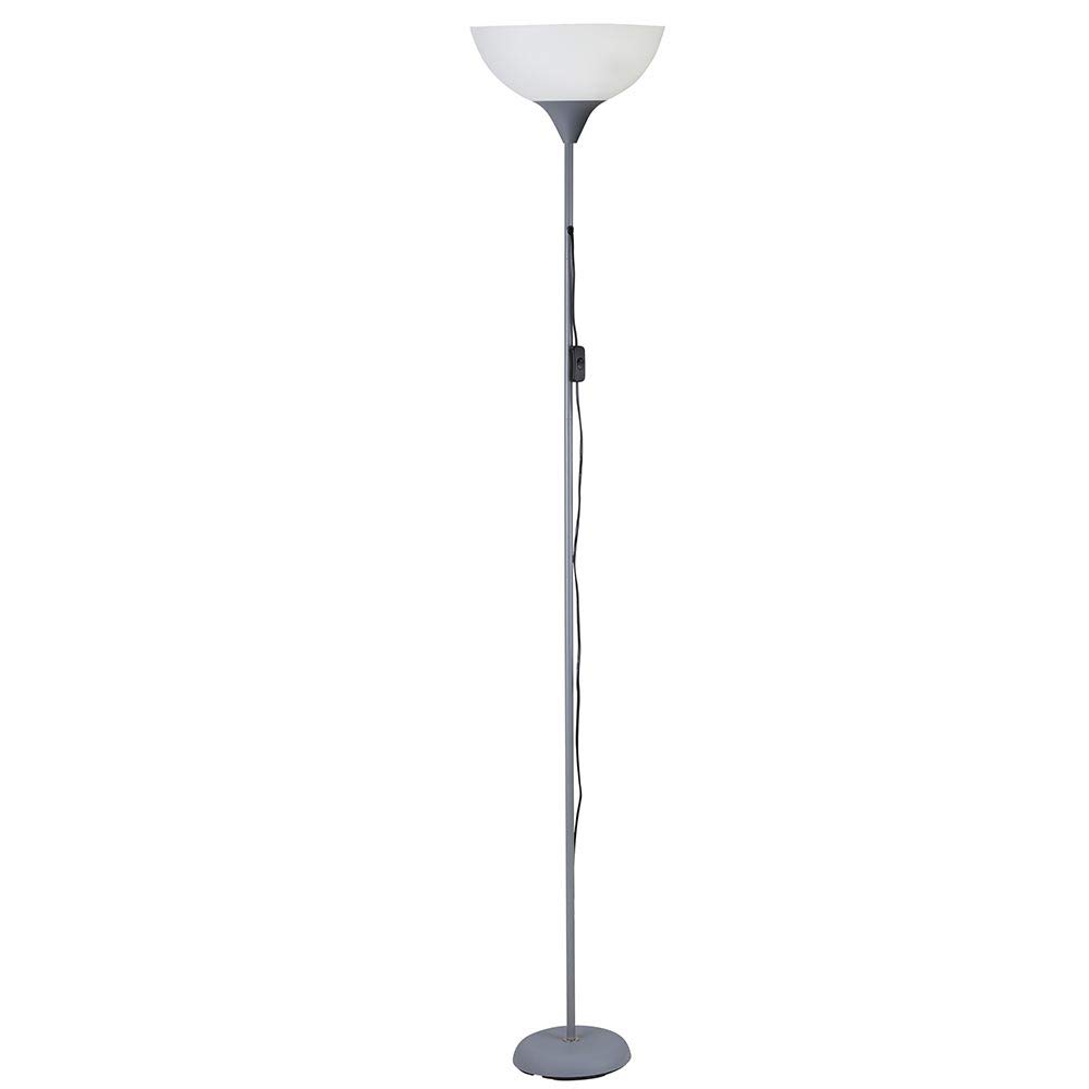 BAKAJI Lámpara de pie de diseño moderno de metal con pantalla E27, máx. 40 W, altura 180 cm, para casa, salón, dormitorio, pantalla ovalada