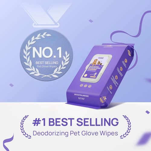 image for HICC PET Cleaning Deodorizing Glove Wipes for Dogs & Cats, Vet Recomme