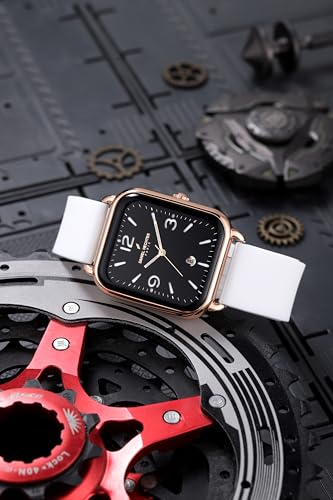 Image of Daniel Hechter Paris Gabrielle Collection Luxury Analog Watch for Women with Square Dial, Date Display and Silicone Strap