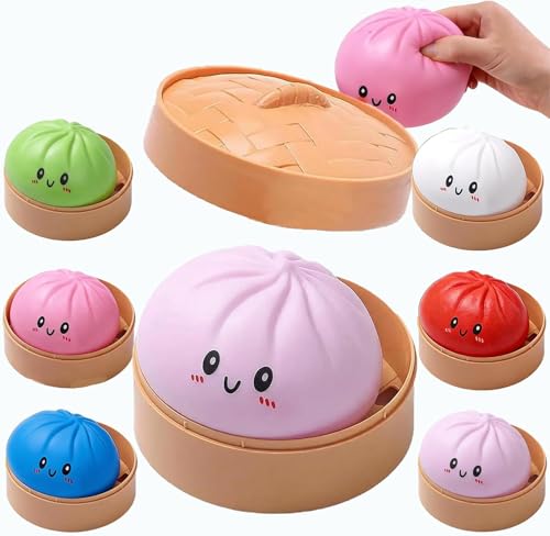 Mystery Dumpling Squishy , 4 Inch Giant Dumpling Stress Ball, Rainbow Mystery Squishy Bun, Anxiety Relief Fidget, Soft Squeeze Decompression Dough for Adults O/B (Purple)