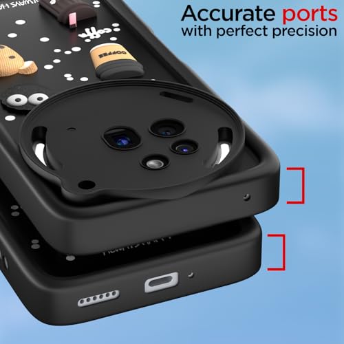 Image of Outlouders Back Cover for Nothing Phone 3a Pro 5G | 3D Cartoon Bear Cute Fun Silicone Full Body Protection Bumper Case (Black)