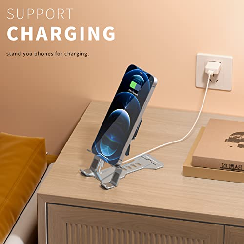 Aisierone Portable Folding Phone Stand, Aluminum Desk Phone Stand, Phone Stand For Desk, Adjustable Cell Phone Stand, Metal Desktop Phone Stand For Iphone, Ipad, Mobile Phone, All Android Smartphone #TOP5