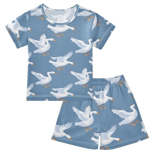 ALAZA Geese Cartoon Stylish Pajamas Short Sleeve 2 Piece Sleepwear Top and Bottom Pajama Set Unisex