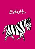 personalisiertes Malbuch / Notizbuch / Tagebuch - Edith: Zebra - A4 - blanko