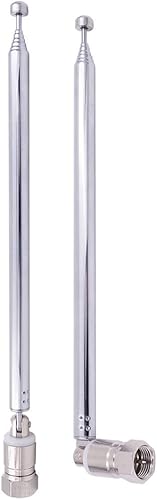 Fancasee Paquete de 2 antenas de radio FM telescópicas de 75 ohmios Tornillo F Tipo F Enchufe macho Adaptador de conector AM FM Antena para receptor