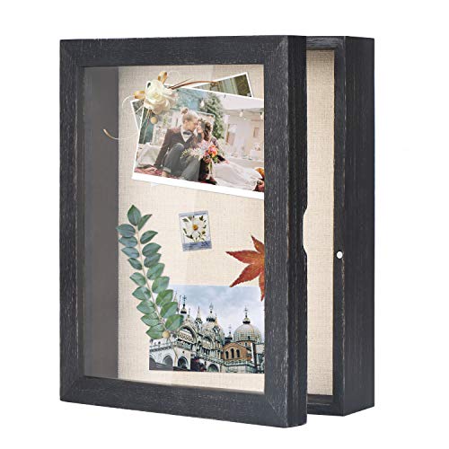 Love-KANKEI Shadow Box Frame 8x10 Shadow Box Display Case with Linen Back Memorabilia