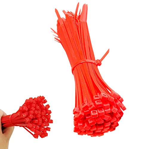 JHXTZ Zip Ties 100pcs Red Zip Ties 8 Inch Plastic Ties Small Zipties Cable Tie Wraps Multi-Purpose Cable Management Ties Self-Locking Ziptie for Office and Home(Can bear 30lb)