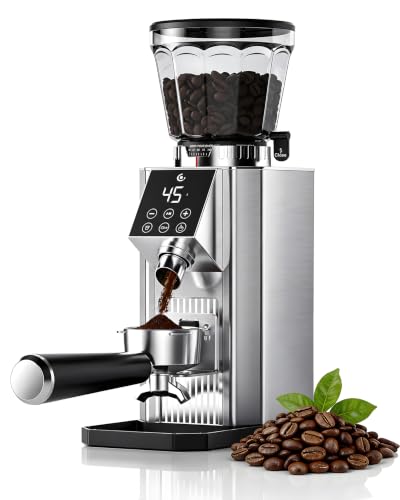 Image of AMZCHEF Electric Conical Burr Coffee Grinder, 45 Settings, Stainless Steel Burrs with Timer & Dosing Control, Low-Mess Design for Espresso, Pour Over & French Press, for Beginners & Home Baristas