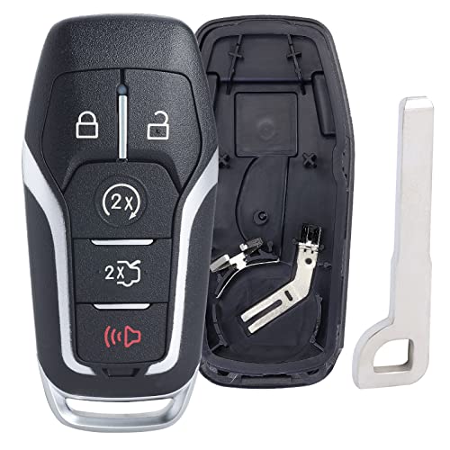 Keymall Remote Key Fob Case Shell Cover Replacement for Ford Edge/Explorer/Fusion/Mustang for Lincoln MKZ/MKC/MKX(FCC ID:M3N-A2C31243300 P/N:164-R7989) 5 Buttons Just A Key Shell