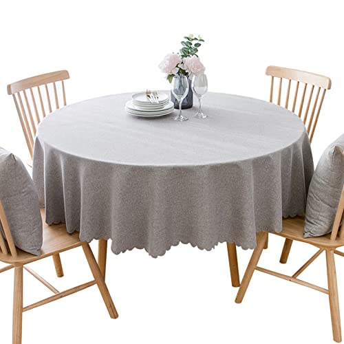 Image of Jeloris Round Waterproof Tablecloth Spill-Proof and Stain Resistant Table Cloth Wrinkle Free Washable Decorative Fabric Table Cover for Kitchen, Dining, Parties, Buffet, Wedding(48 inch, Light Grey)