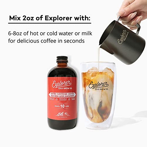 Explorer Cold Brew Coffee Concentrate | Organic Extracaf | Gluten Free Instant Liquid Mix | Iced Or Hot I 16 Oz Makes 10 Cups | Extra Caffeine (150 Mg/Oz) #TOP1