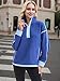 ONFERS Fleece Pullover for Women Half Zip Sweatshirt Oversized Jacket with Pockets Warm Fuzzy Sweater Fall Fashion Large Blue