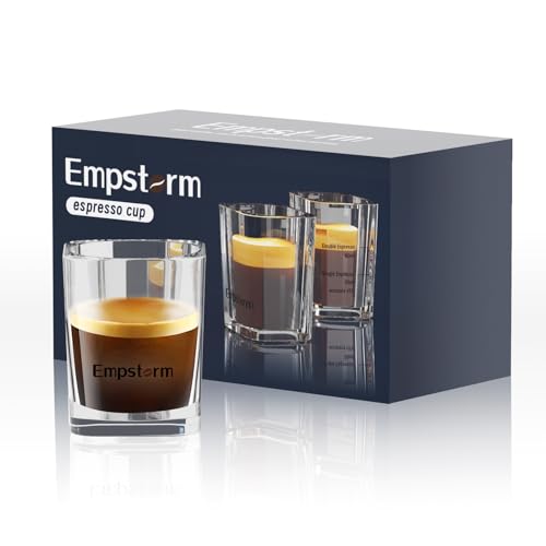 Empstorm Glass Espresso Cups, Insulated Glass Coffee Cups, Coffee Mugs, Transparent Borosilicate Glass Cups, Lightweight