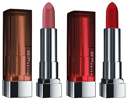 Image of Maybelline New York Color Sensational Creamy Matte Lipstick, 660 Touch of Spice, 3.9g And Maybelline New York Color Sensational Creamy Matte Lipstick, 690 Siren in Scarlet, 3.9g