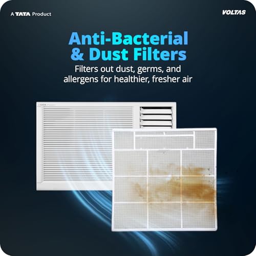 Image of Voltas 1 ton 2 Star Fixed Speed Window AC (Copper, Anti Dust Filter, 2-Way Air Swing, Memory Restart, Sleep Mode (122FS PLATINA, White)