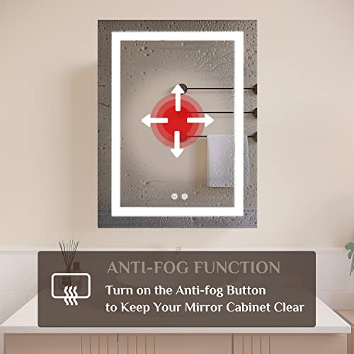 Ligmirr 26×20 Inch Bathroom Medicine Cabinet With Lights, Led Medicine Cabinet With Mirror, Recessed Or Surface Lighted Medicine Cabinet With Defogger, Right Door, Grey #TOP3