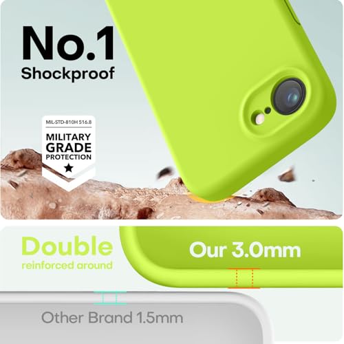 Image of LOVE 3000 Designed for iPhone 16e /17e Case, Premium Silicone with [Soft Anti-Scratch Microfiber Lining] Shockproof Protective Phone Case for Holsters 6.1 inch, Fluorescent Green